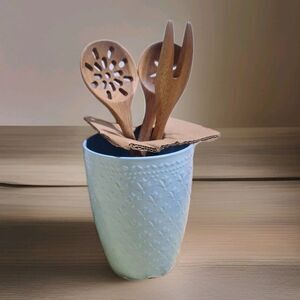 Pioneer Woman 4 Pc. Kitchen Utensil & 7"Blue Container  Set - New- Discontinued